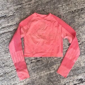 Seamless Coral Pink Long Sleeve Crop Sweatshirt